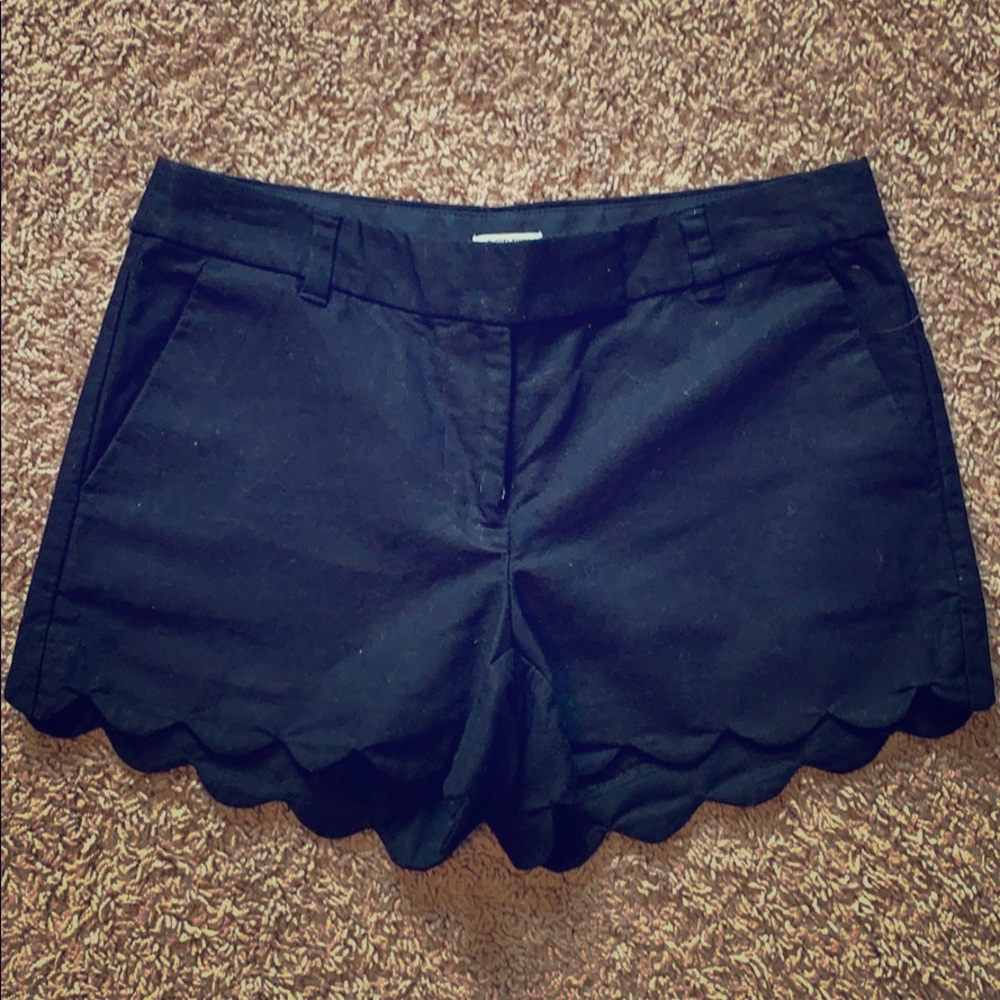 Scalloped hem shorts black J.Crew